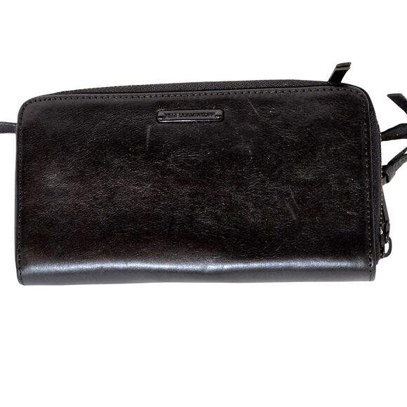 Rebecca Minkoff Black Leather Three Zipper Zip Around 7.5" Clutch Wallet - Picture 4 of 7